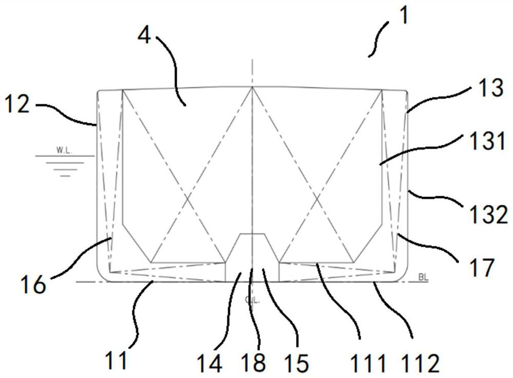 Floating production oil storage device with dry ballast piping system