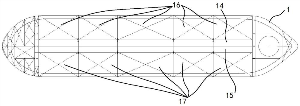 Floating production oil storage device with dry ballast piping system