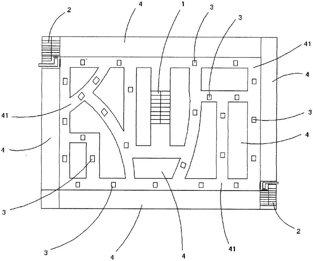 Design method for instant safe escape in shopping mall fire and escape ladder device for escape exit