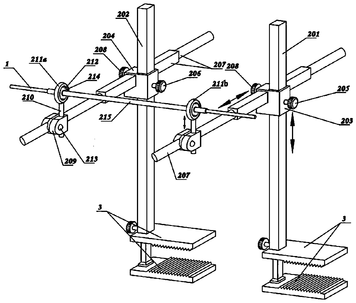 Femoral nail two-point multi-dimensional positioning device and method