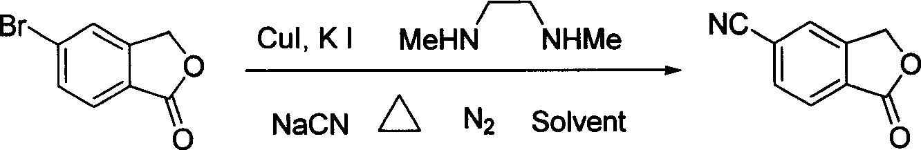 Preparation process of key intermediate 5-cyanphthalide of antidepressant drug citalopram