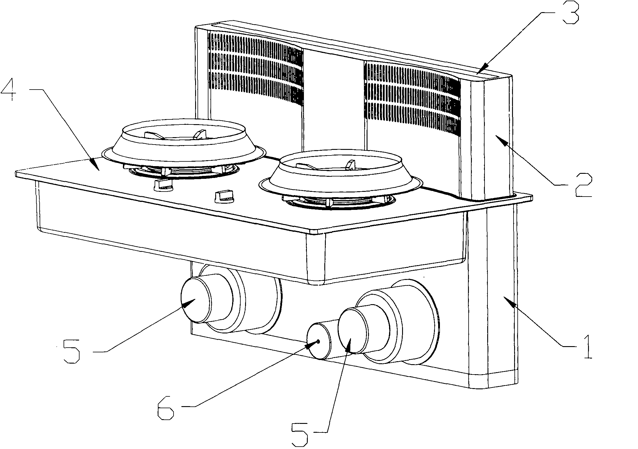 Vertical lifting fume extracting system, gas stove and integral cabinet