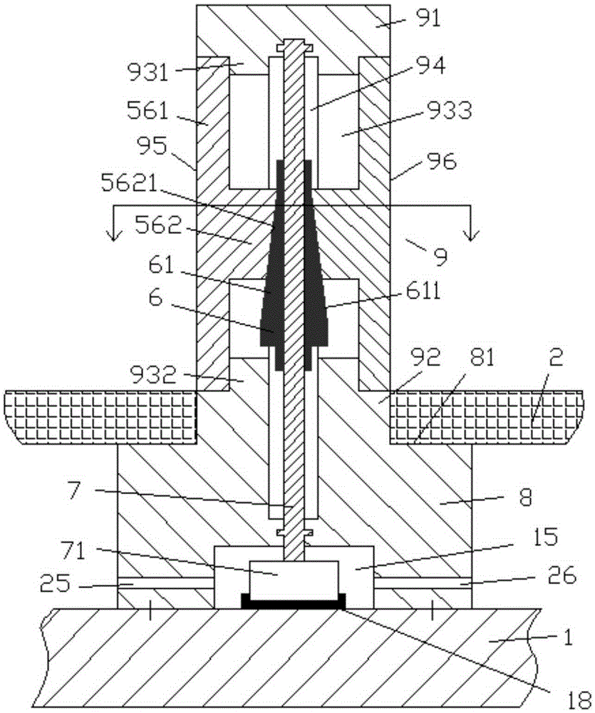 Gas transmission system and cushion block-including fixed leg device for PCB circuit boards