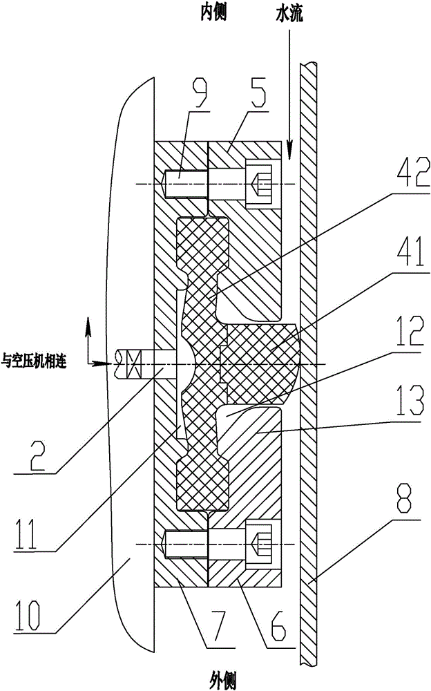 Water-stop structure and sealing device of mobile working gate