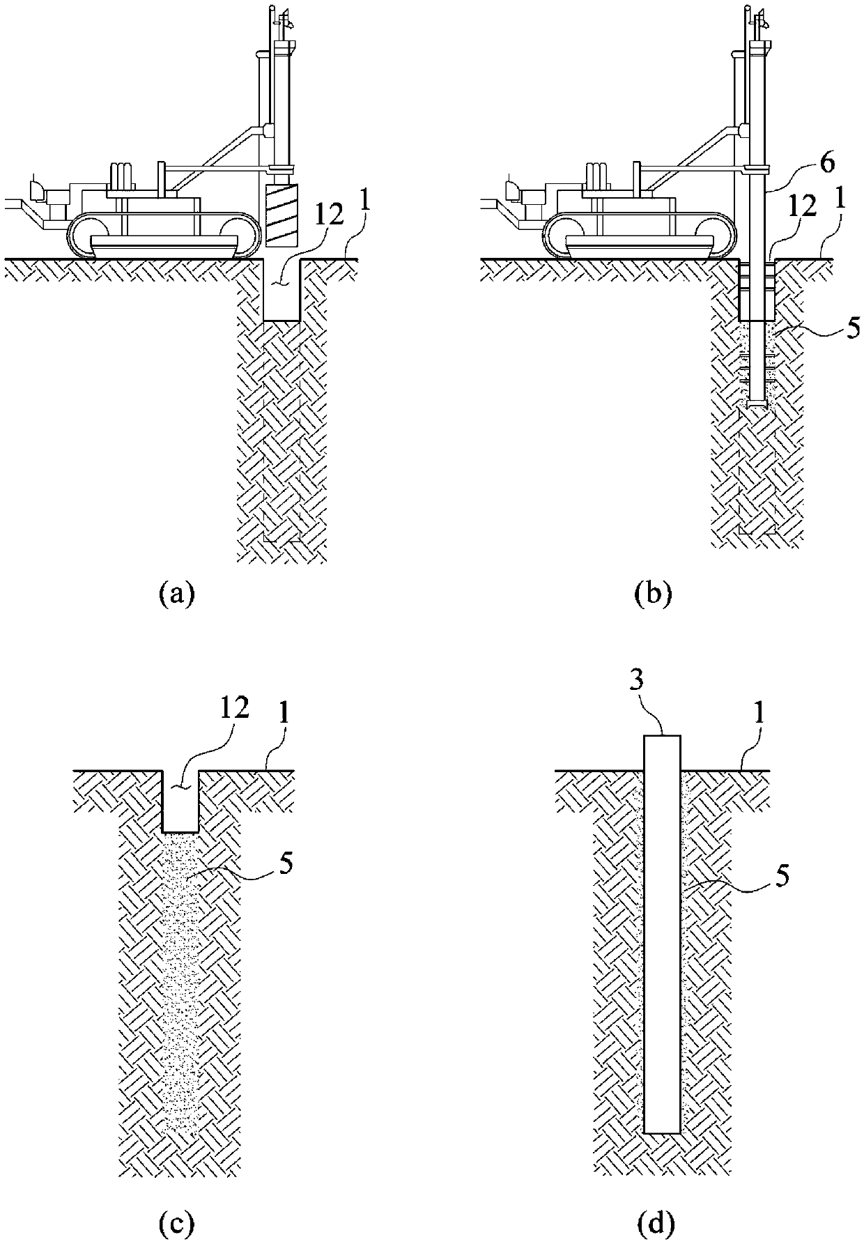 Non-displacement pile foundation construction method adopting sediment gelation