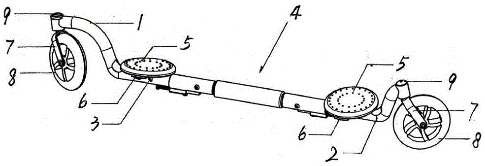 Swing twisting folding skateboard with large wheel diameter