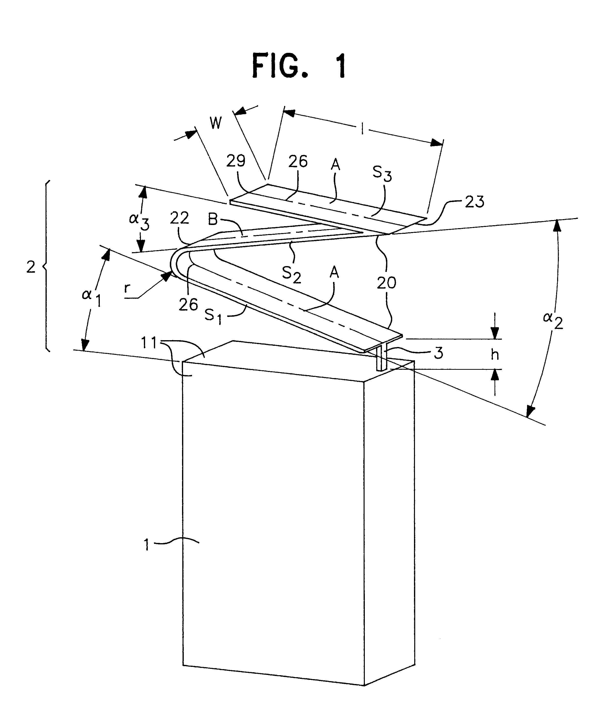 Wide band antenna means incorporating a radiating structure having a band form