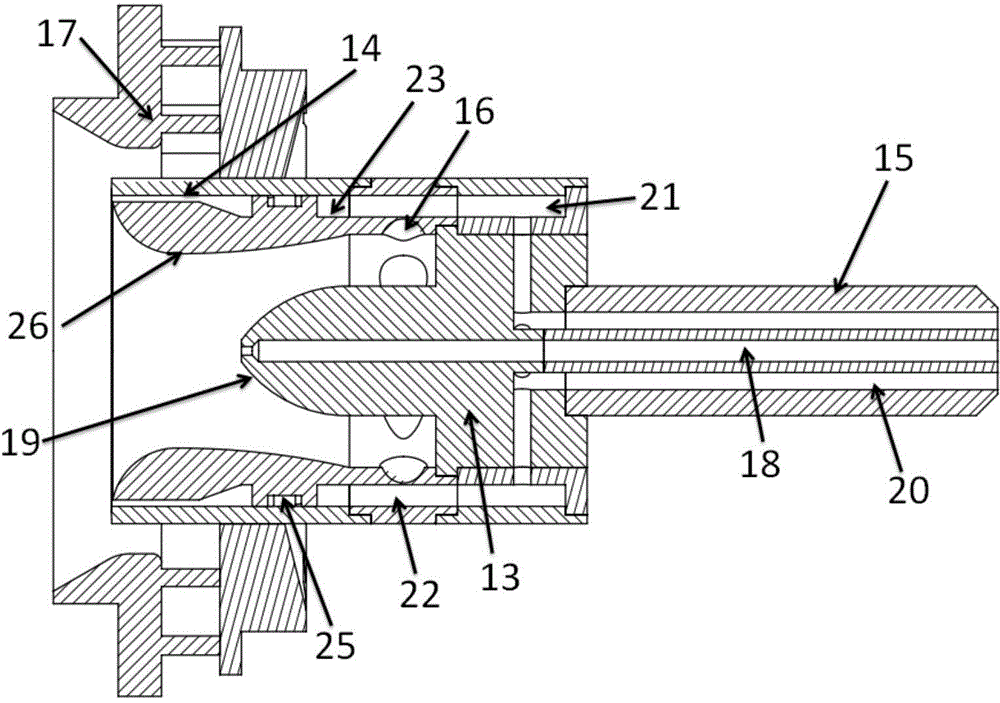 Reverse flow combustor allowing wider range of stable running