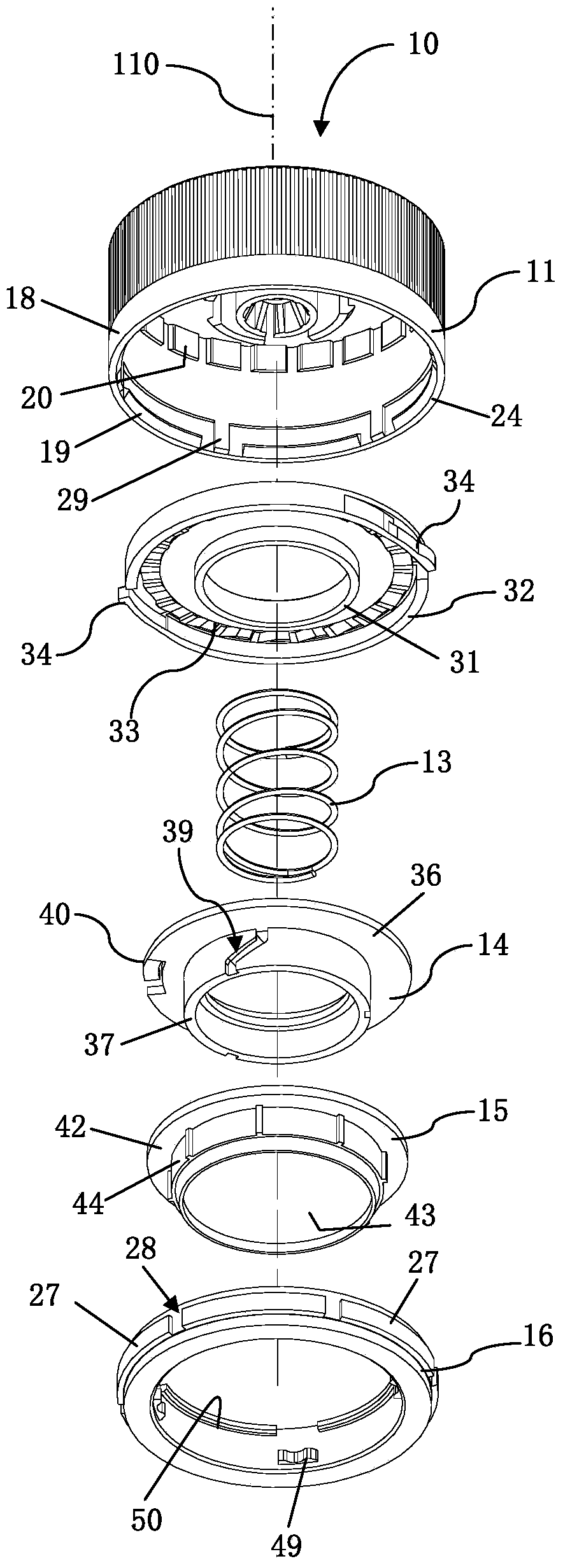 Indexing bottle cap for use with a container