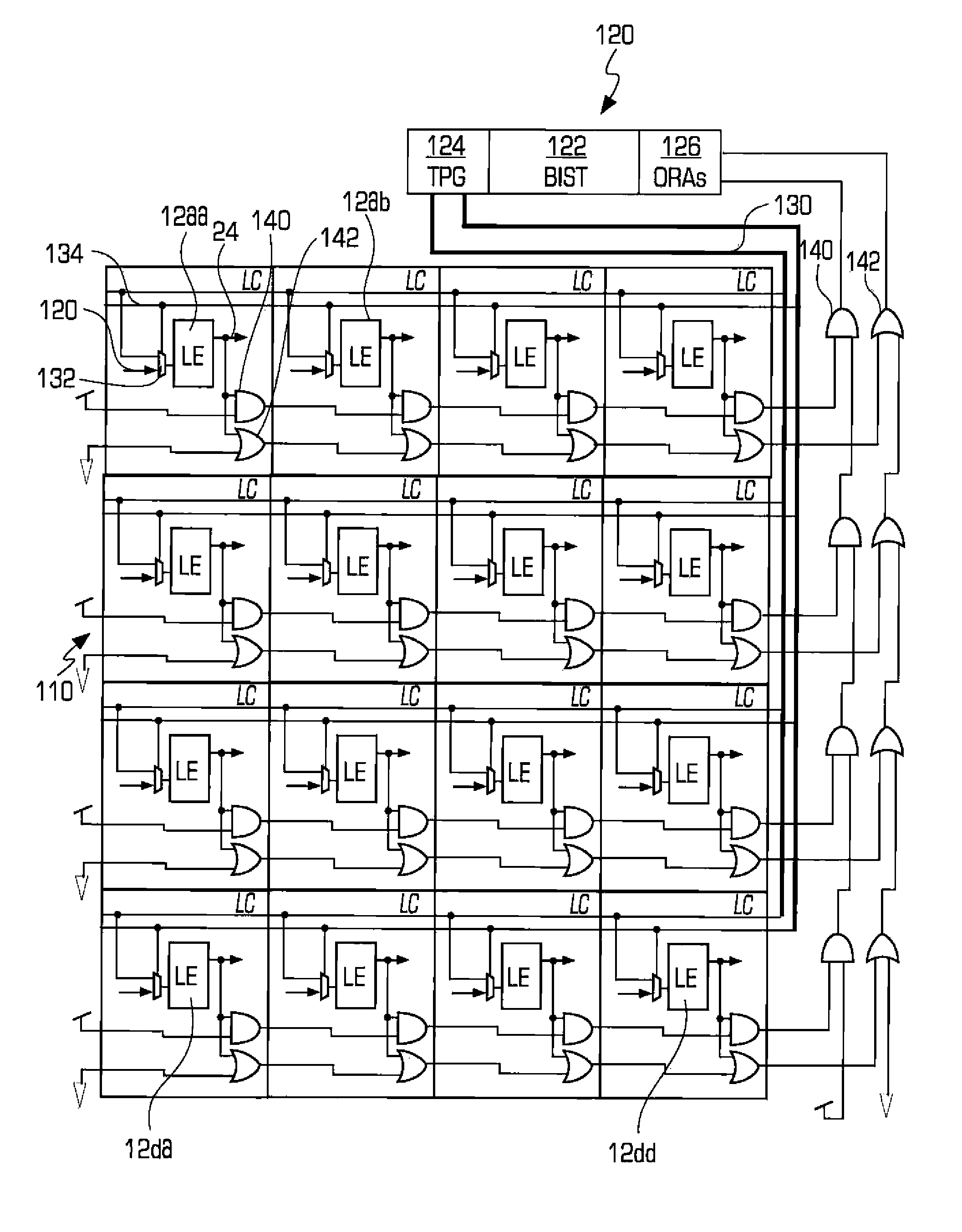 Programmable integrated circuit having built in test circuit