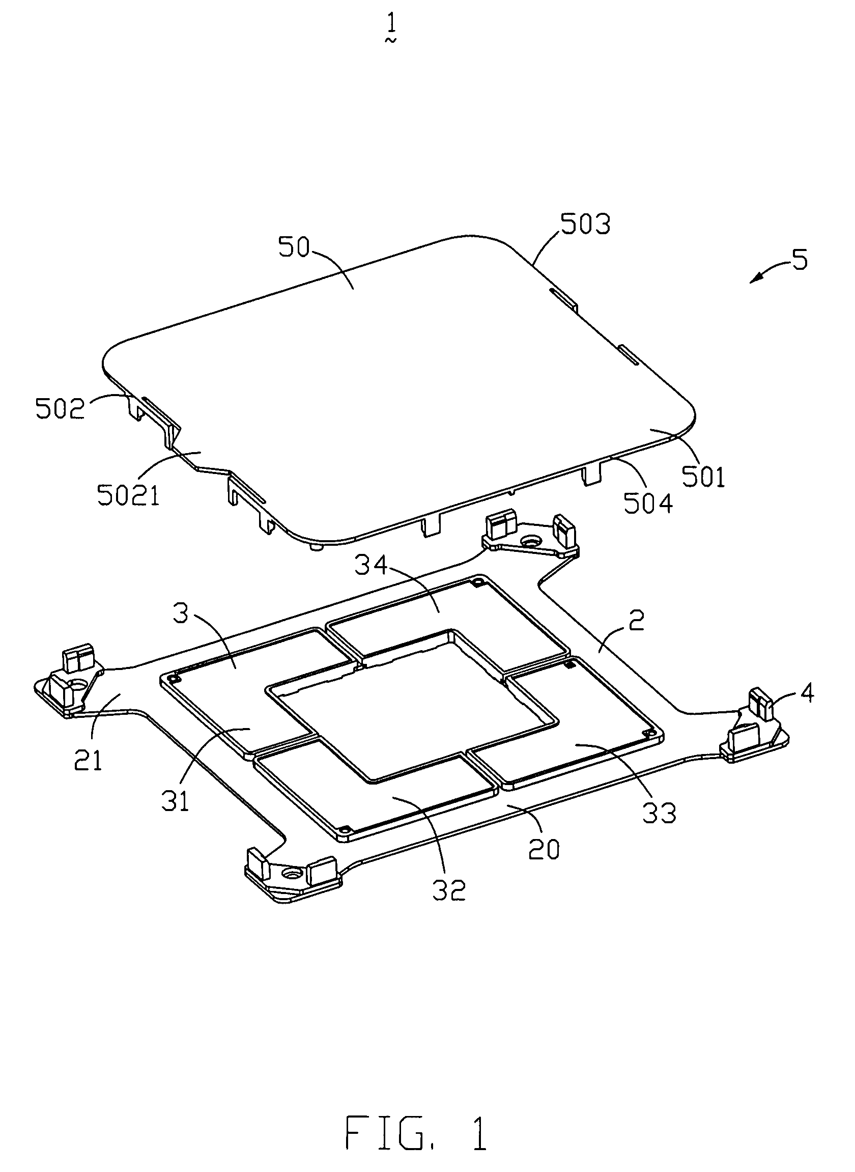 Land grid array connector assembly with pick up cap