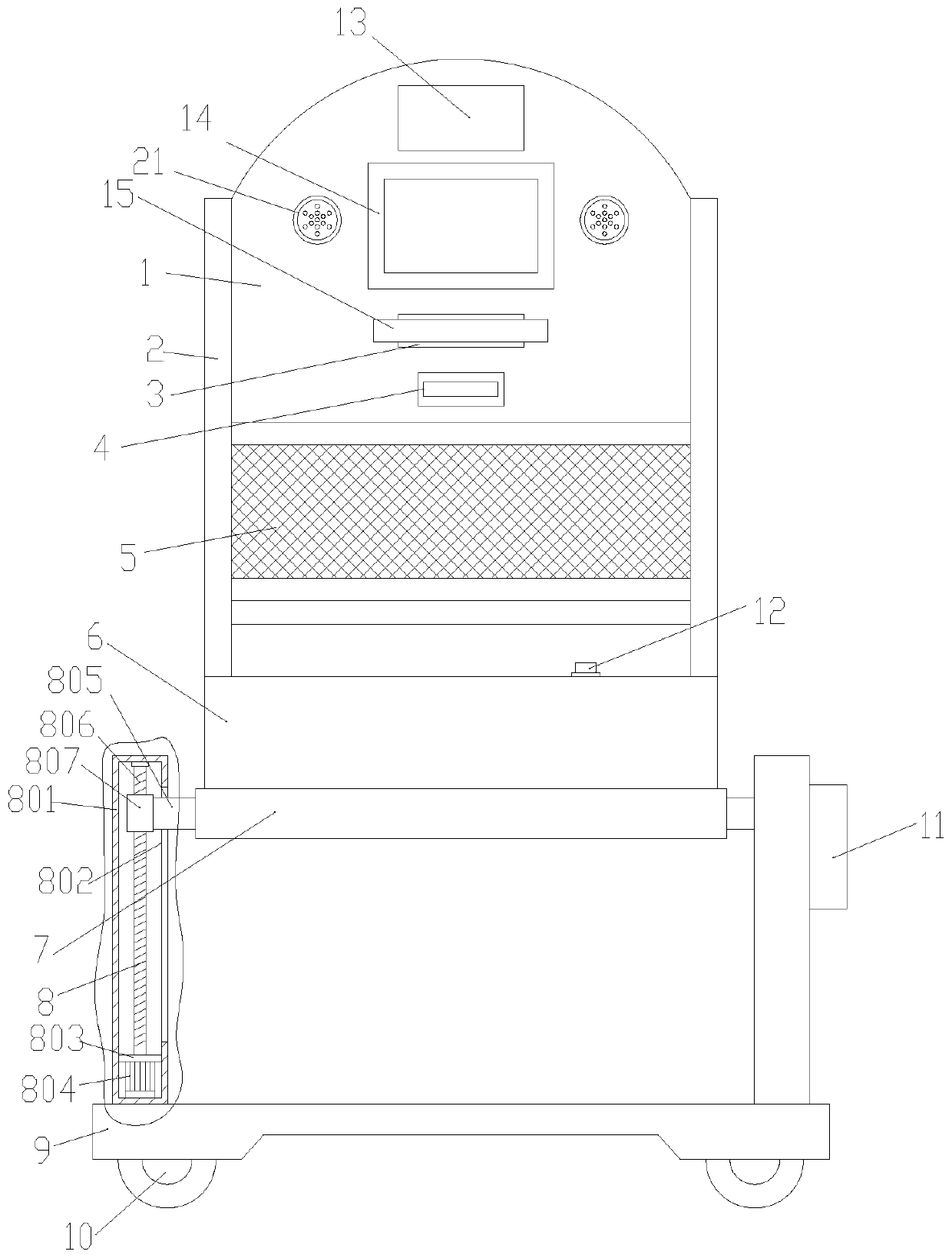 Basketball machine on mobile table