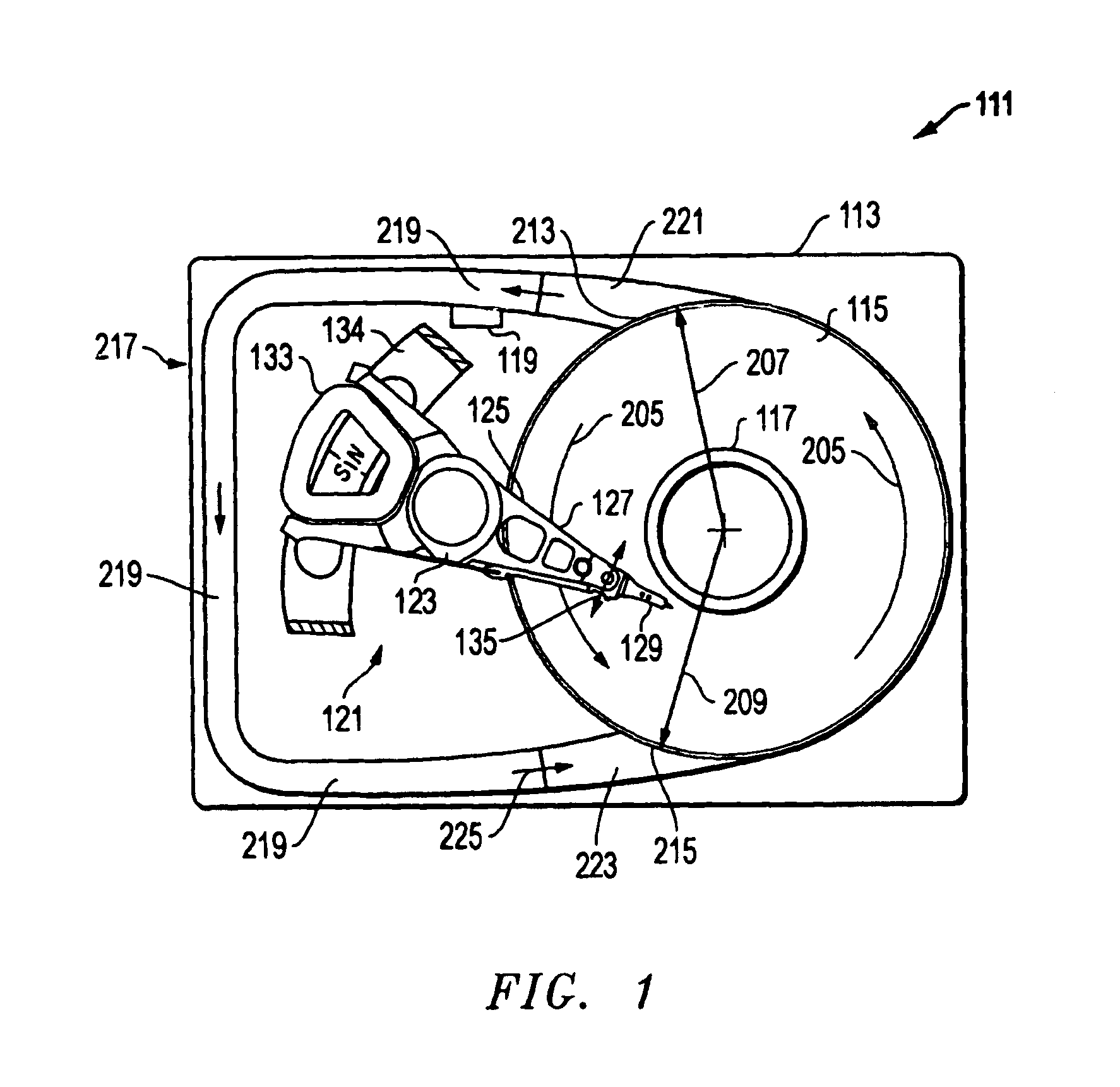 Hard disk drive with aerodynamic diffuser, contraction, and fairing for disk base and re-acceleration drag reduction