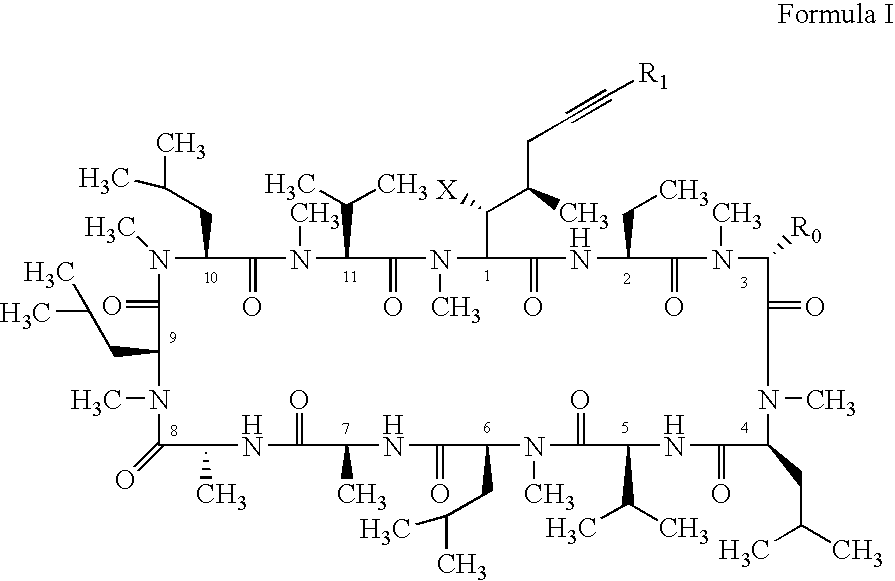 Novel cyclosporin alkynes and their utility as pharmaceutical agents