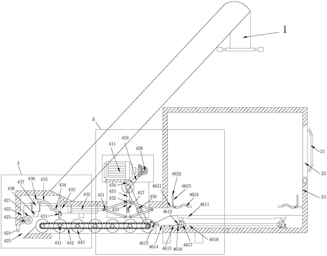 Cement bag collection device for road construction