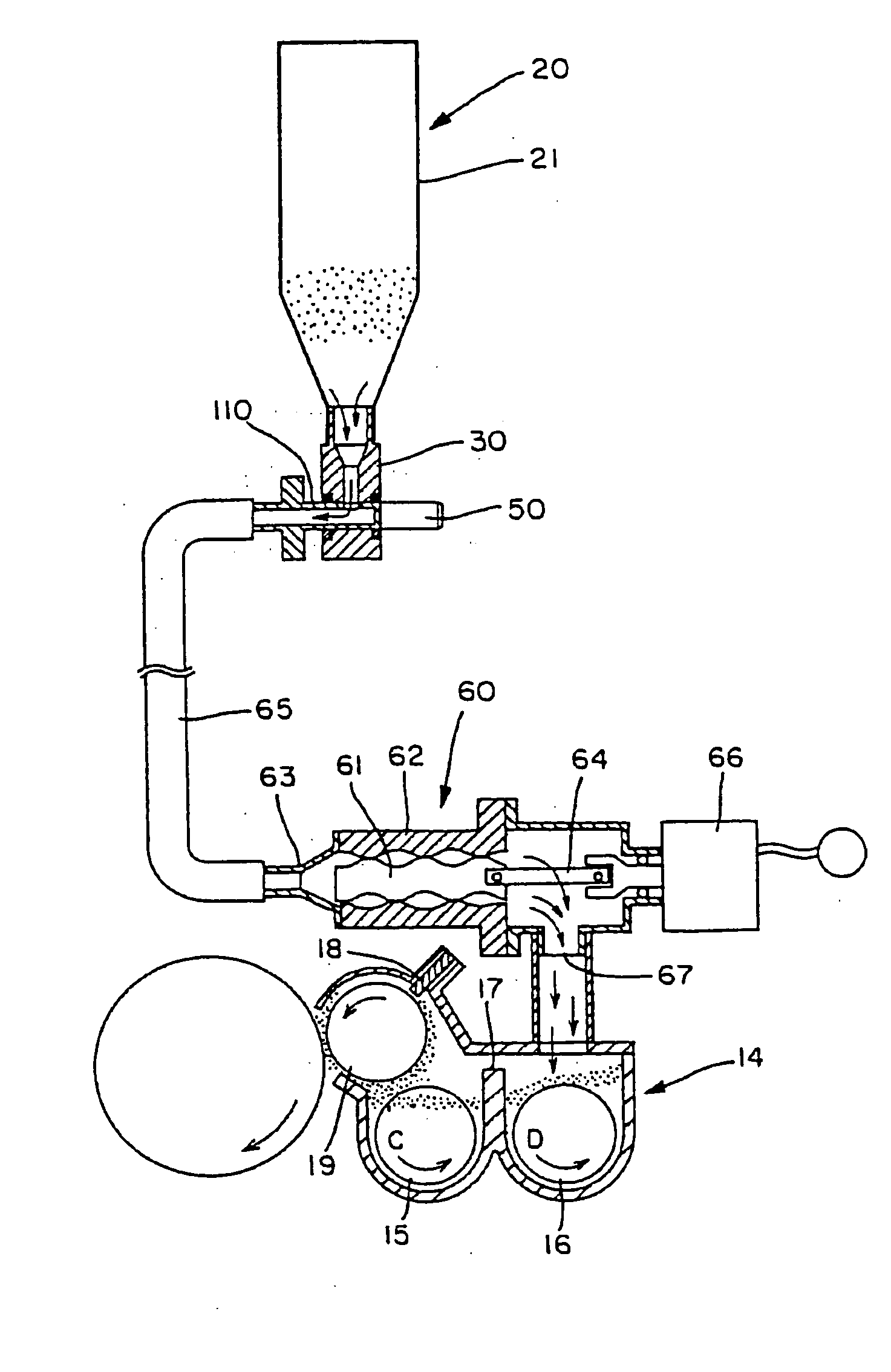 Image forming device, powder feeding device, toner storage container, powder storage container, and method of recycling the containers