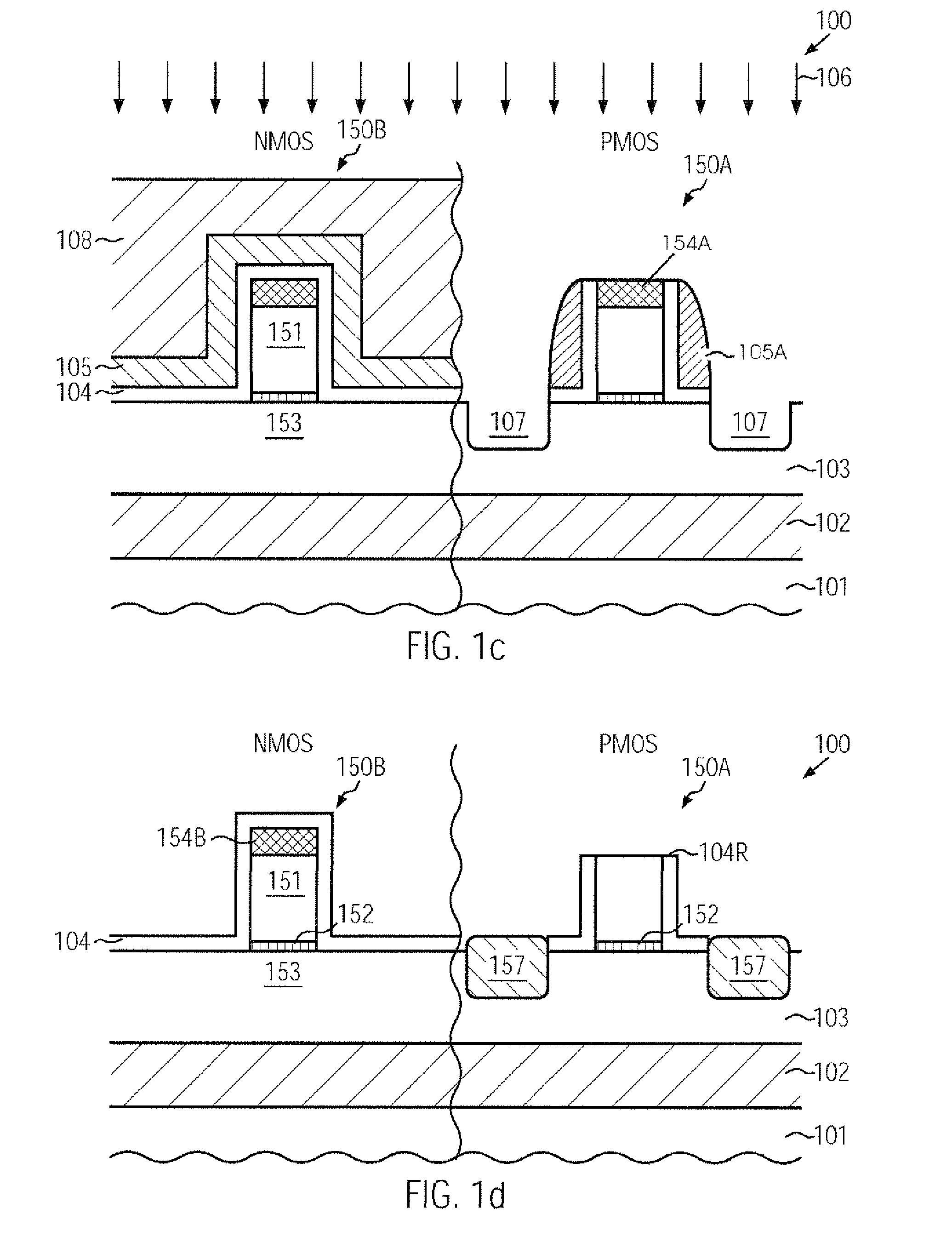 CMOS device comprising an nmos transistor with recessed drain and source areas and a pmos transistor having a silicon/germanium material in the drain and source areas