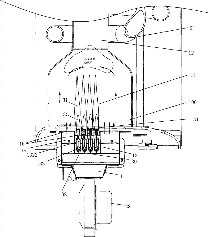 Combustion system of high-power capacity type gas water heater and combustion method thereof