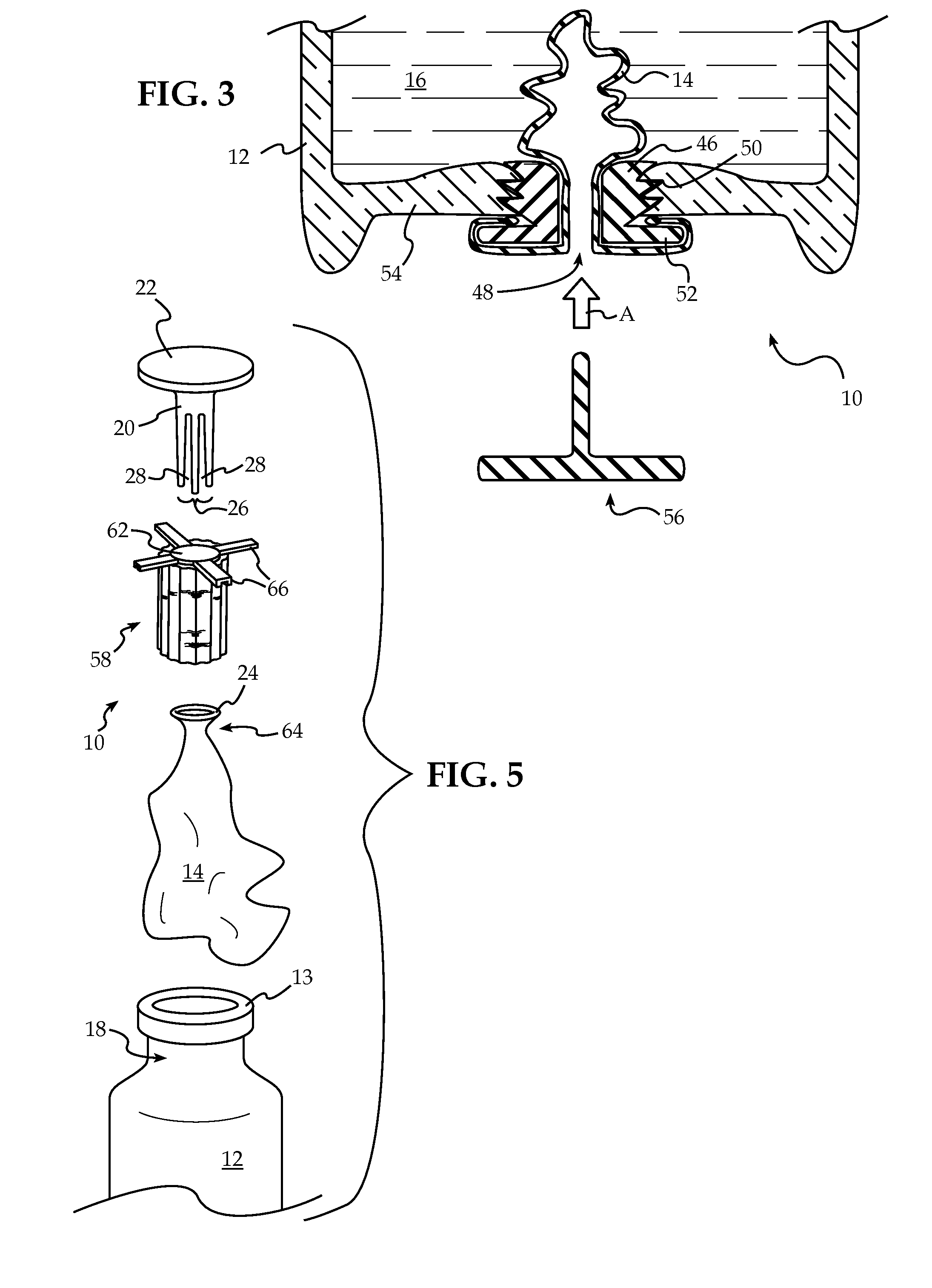 Bung assembly for anti vacuum lock medical vials