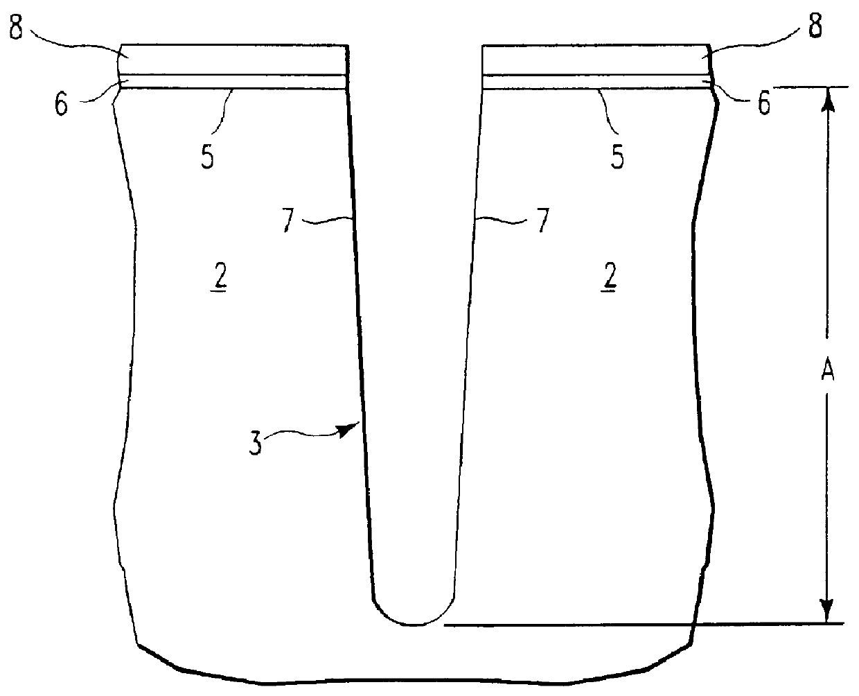 Process for control of the shape of the etch front in the etching of polysilicon