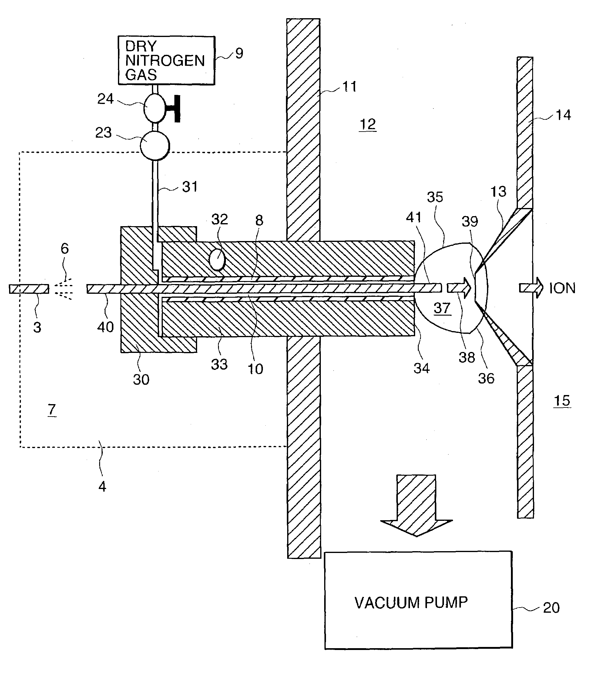 Atmospheric pressure ionization mass spectrometer system