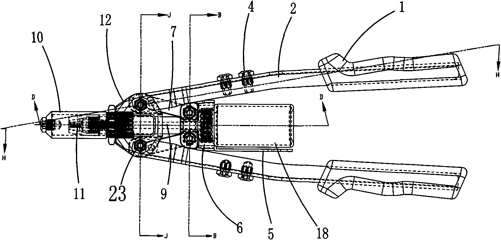 Double handle hand riveter