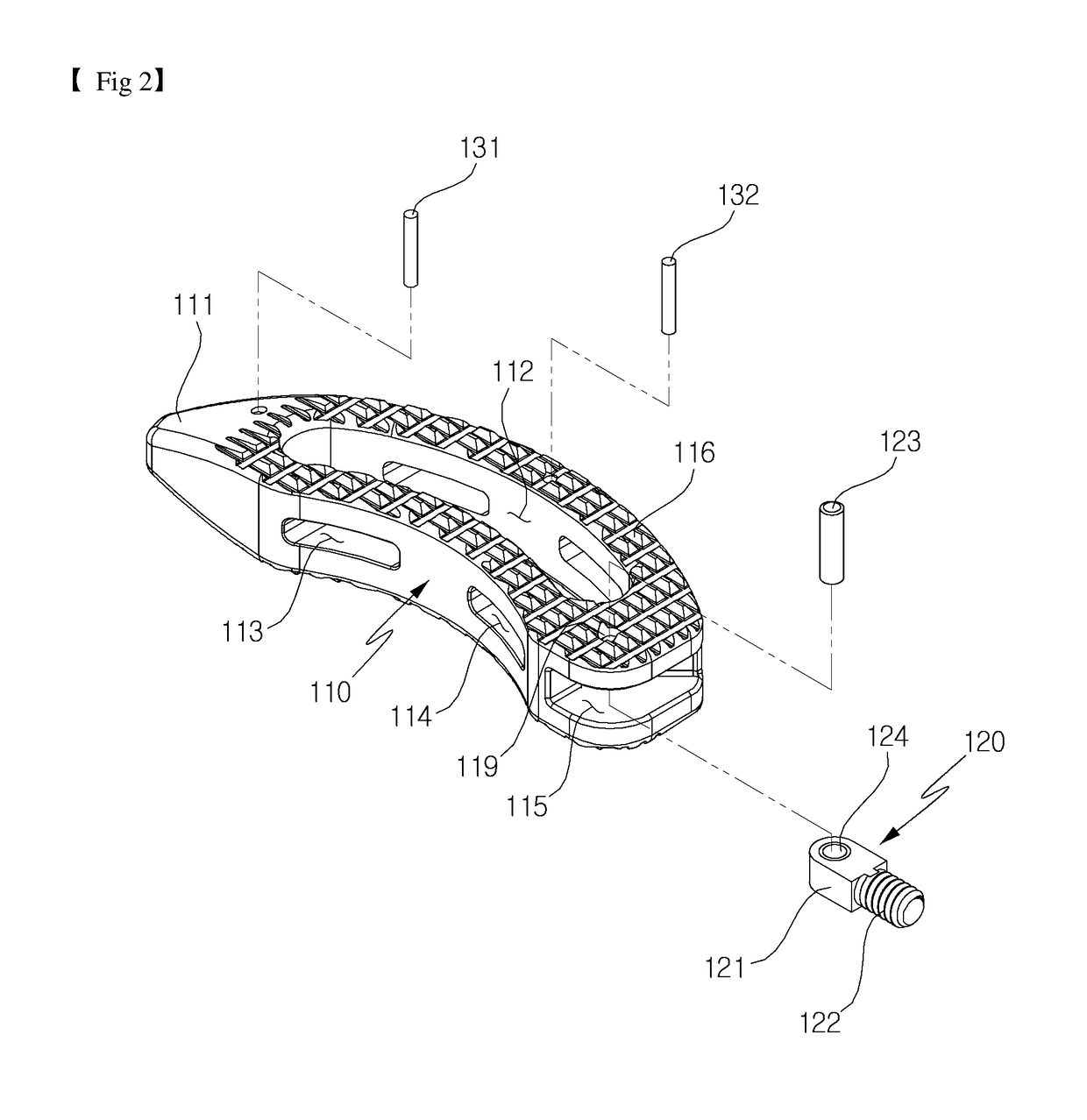 Cage for disc space between vertebrae