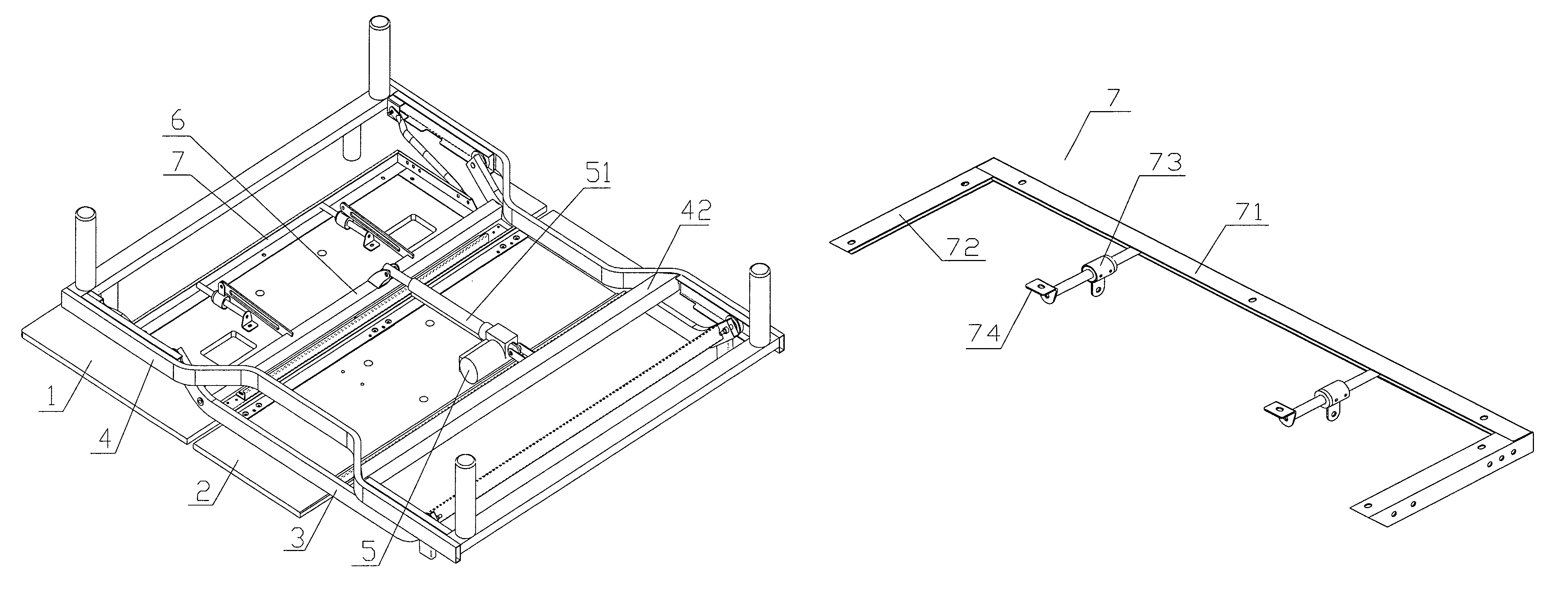 Electric bed front motor drive structure