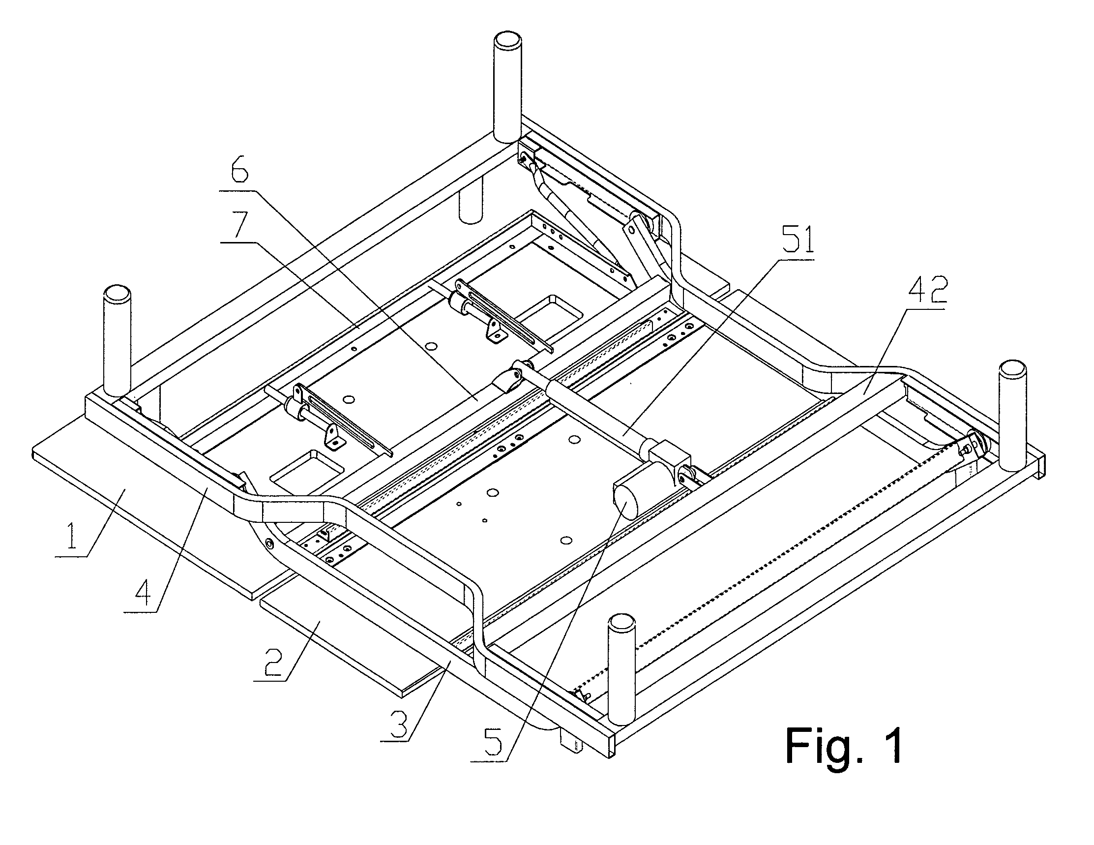 Electric bed front motor drive structure