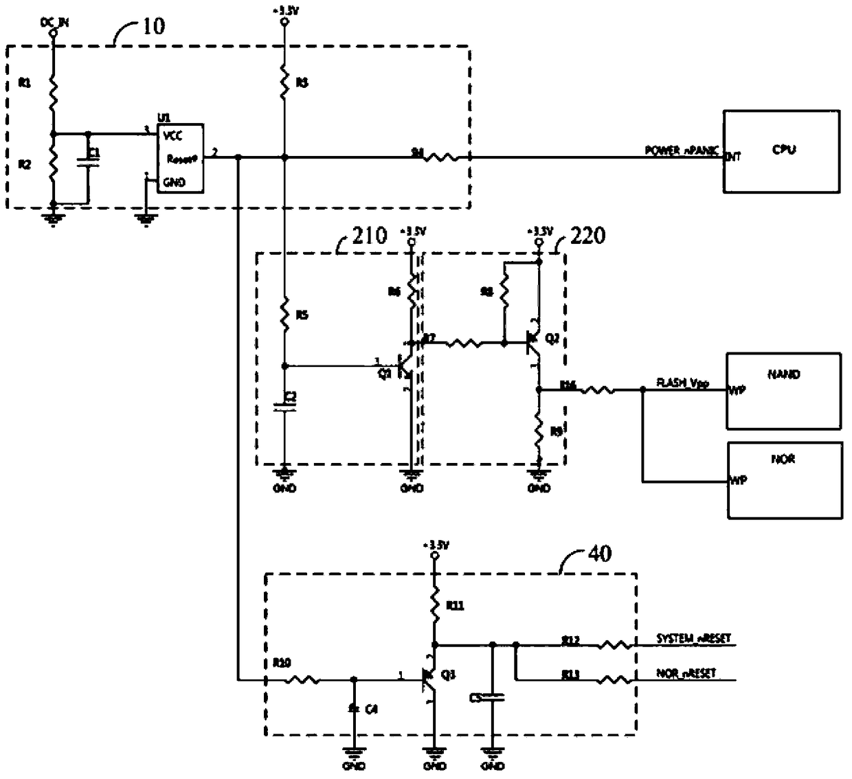 Power-down protection circuit and power-down protection sequence circuit for flash memory