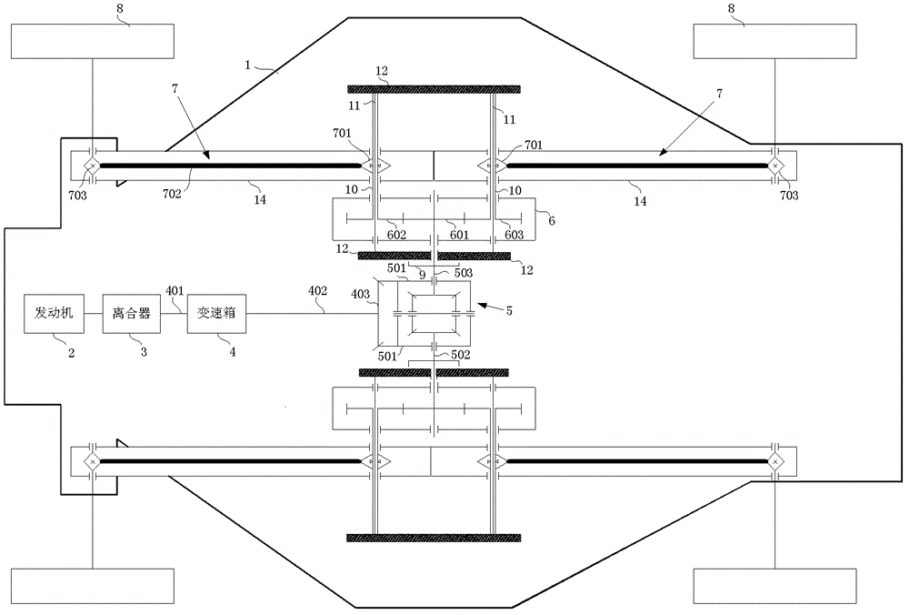 H-shaped power chassis with ground clearance adjusting function