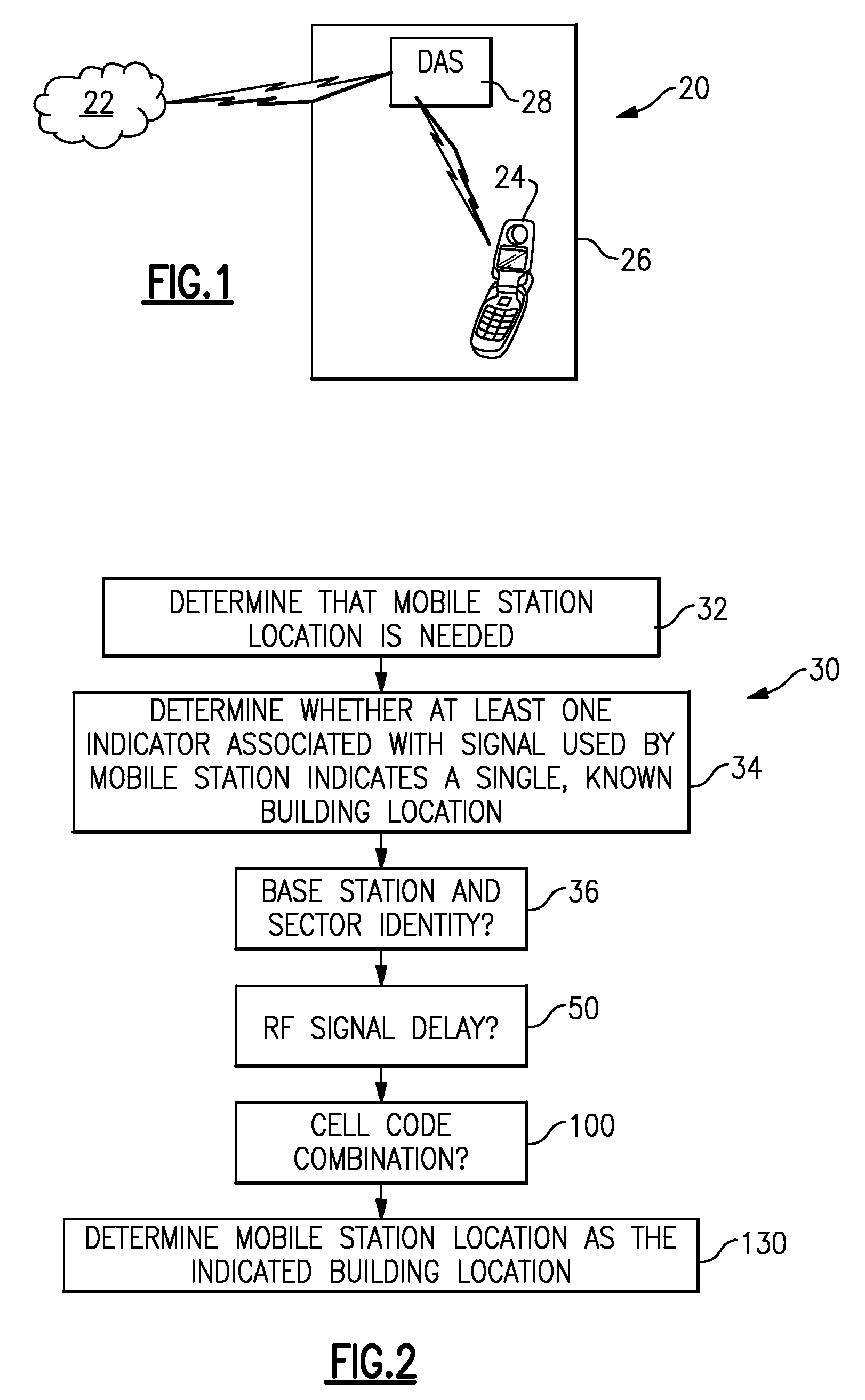 Locating a mobile station inside a building