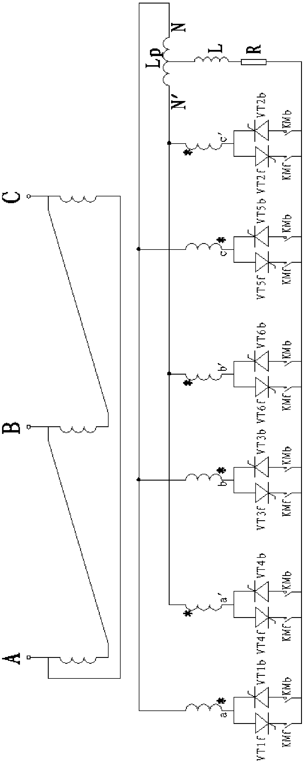 High-power rectifier device and DC pole-changing system