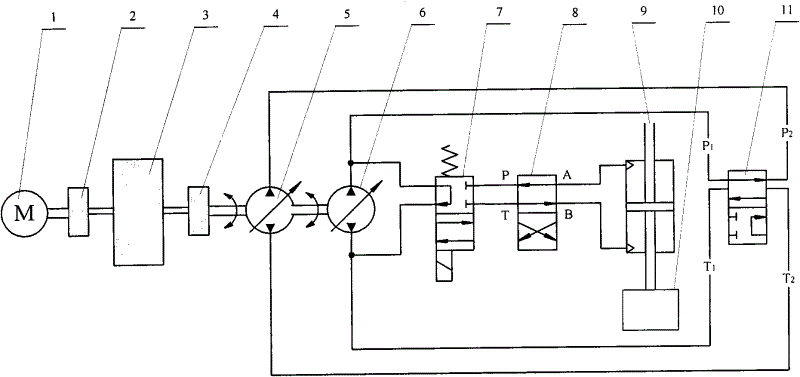 Flywheel energy-accumulating energy-saving-type hydraulic vibration system