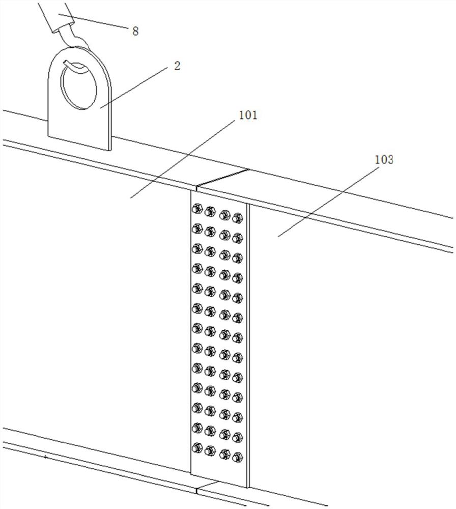 High-altitude support-free segmented butt joint installation method for section steel beams