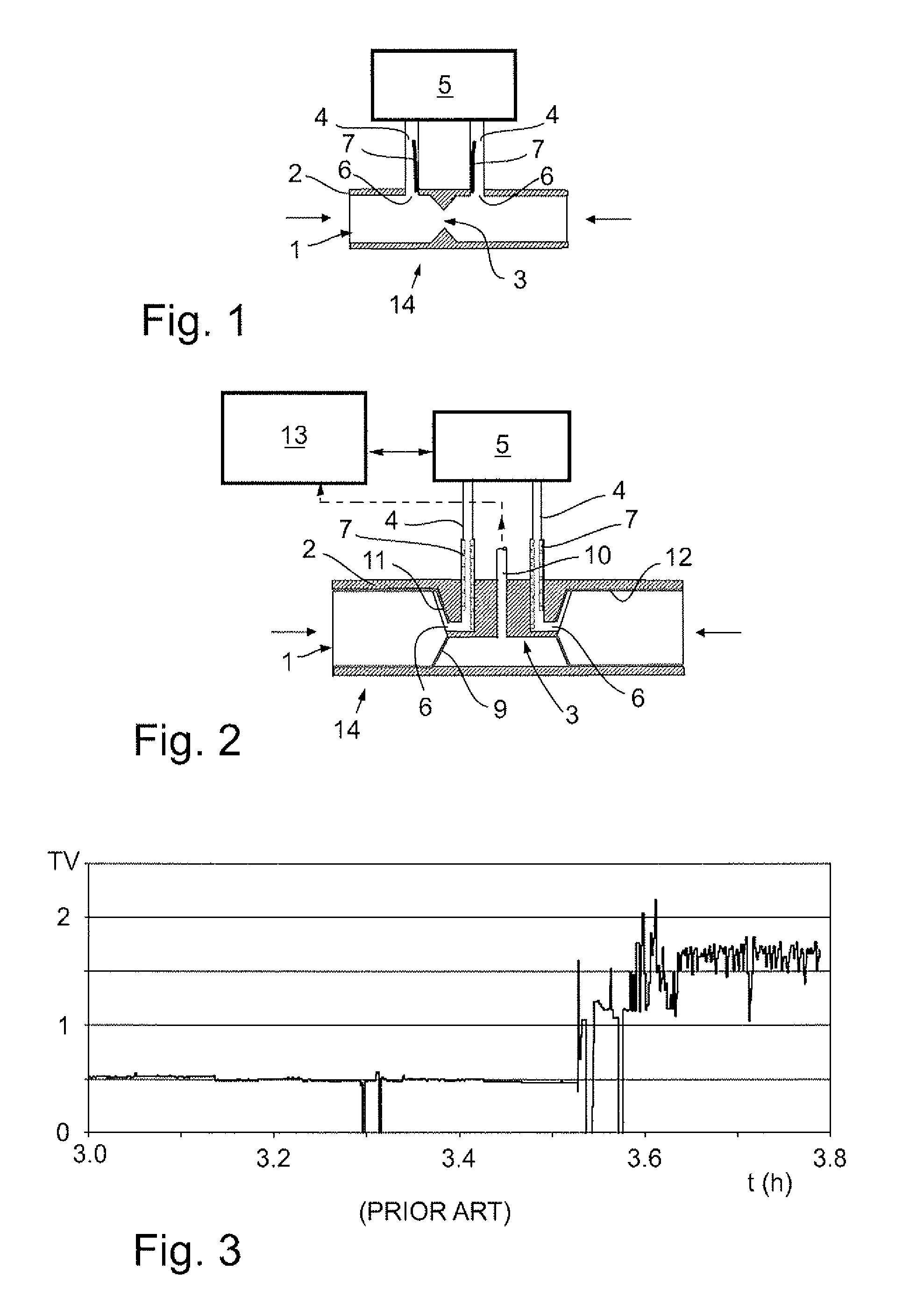 Arrangement for improving accuracy of pressure measurement and flow sensor