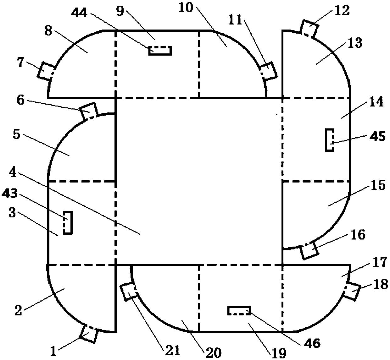 Four-connection packaging box