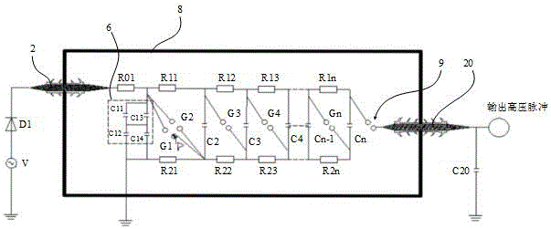 Compact high-voltage controllable Marx generator