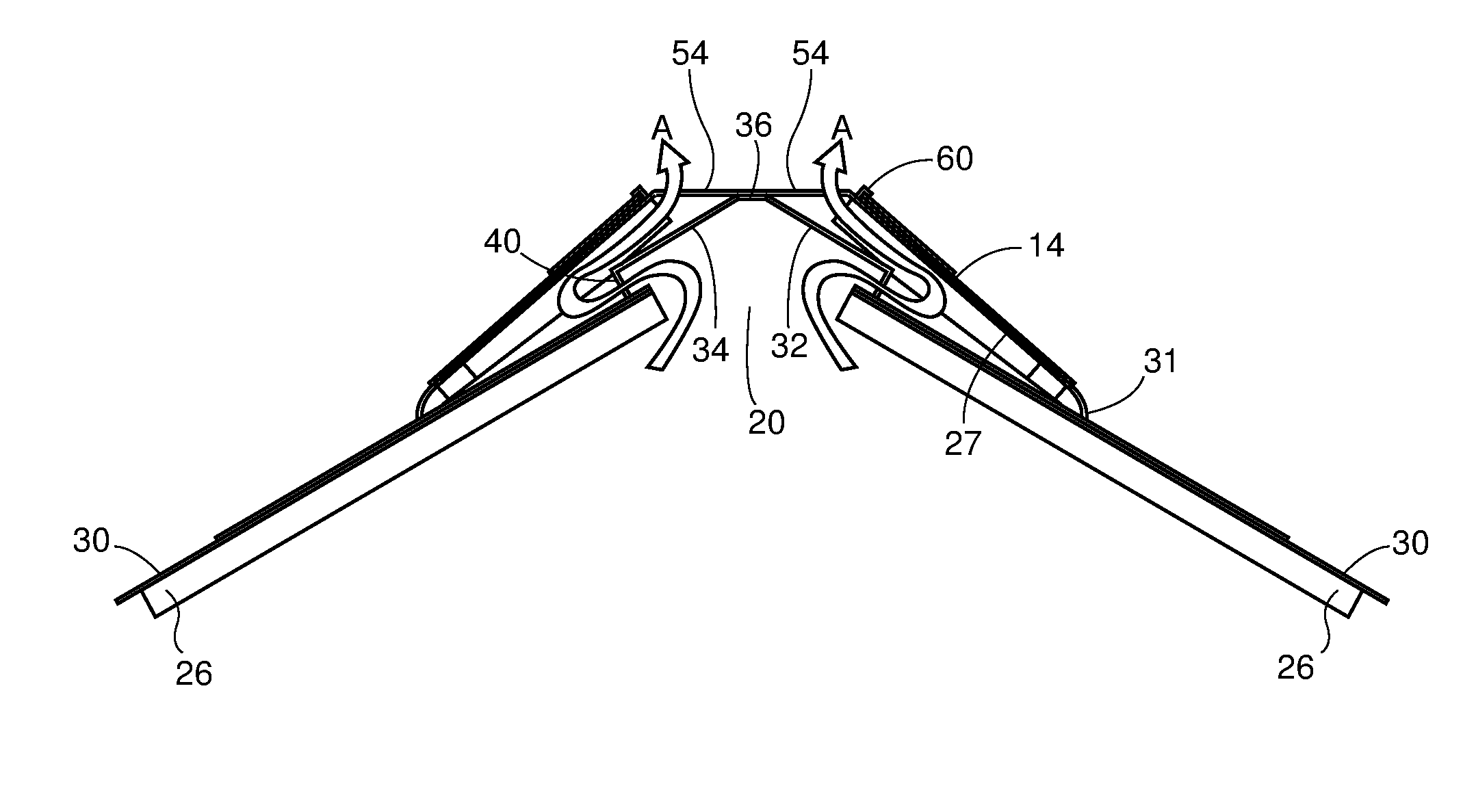 Upwardly venting ridge vent and method of using same