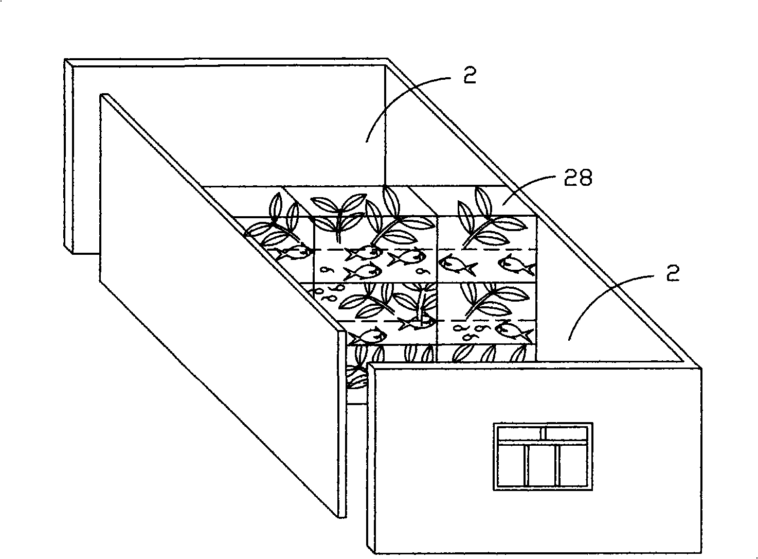 Combined type countryside construction and building cluster construction system of automatic control water biological cultivation