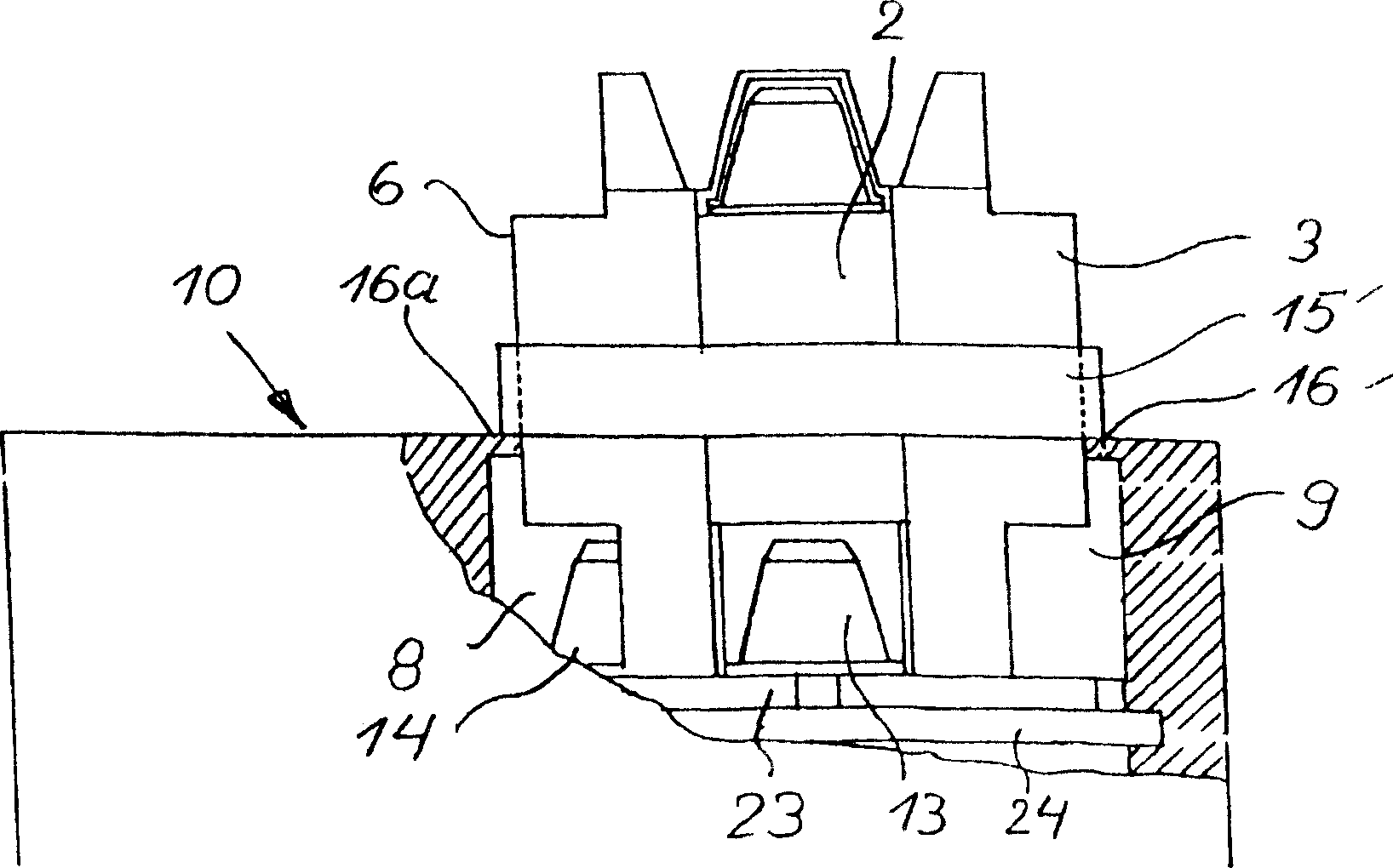 Container packet with holding device especially for steam pressure coffee boiler