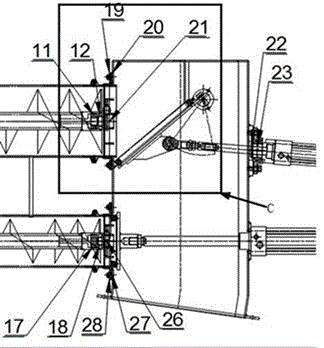 Screw conveyor box balancing and stabilizing discharge