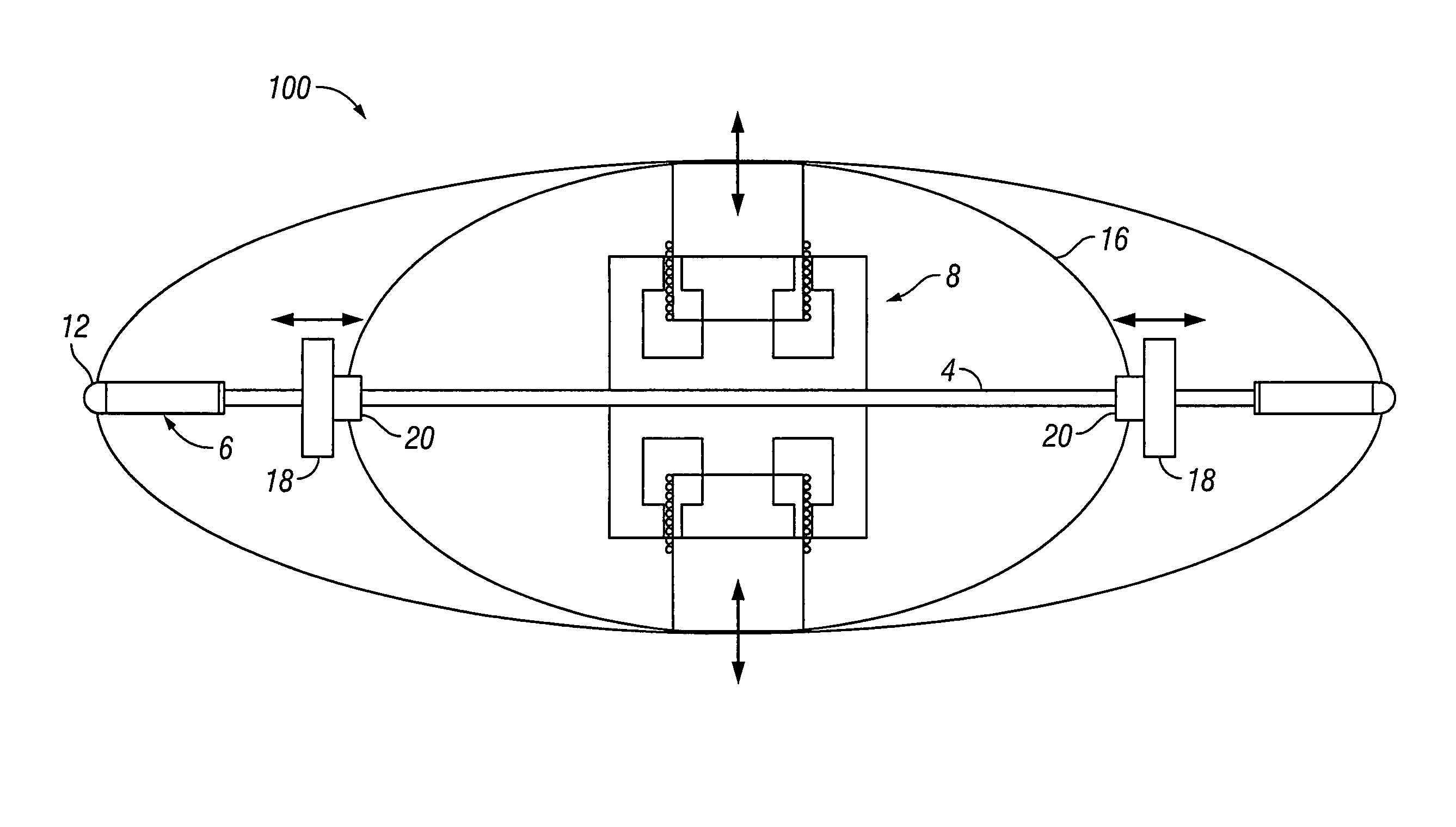 Marine acoustic vibrator having enhanced low-frequency amplitude