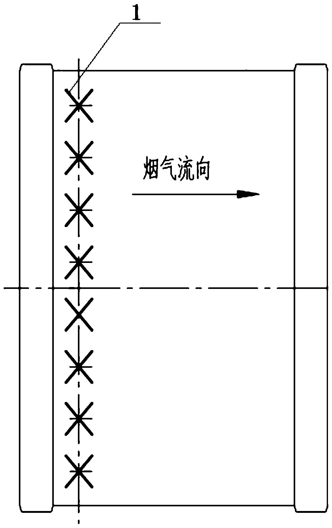 Denitration inlet flue full-section flue gas mixer and method