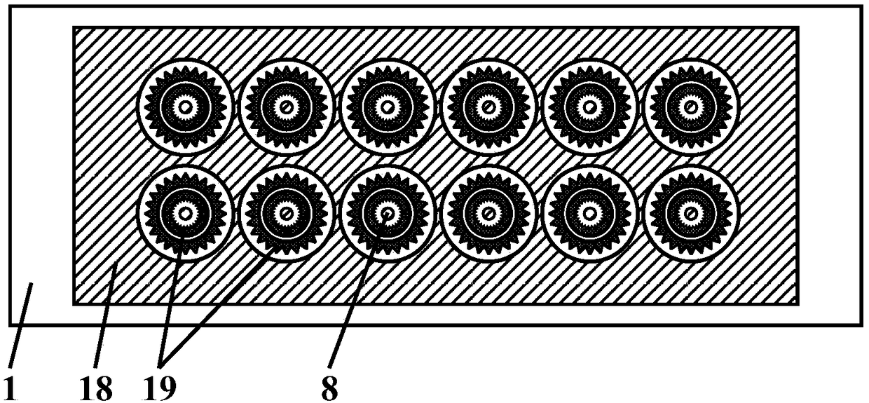 Light-emitting display with bent-type opposite-side empty torus cathode back-to-back oblique curved door control structure