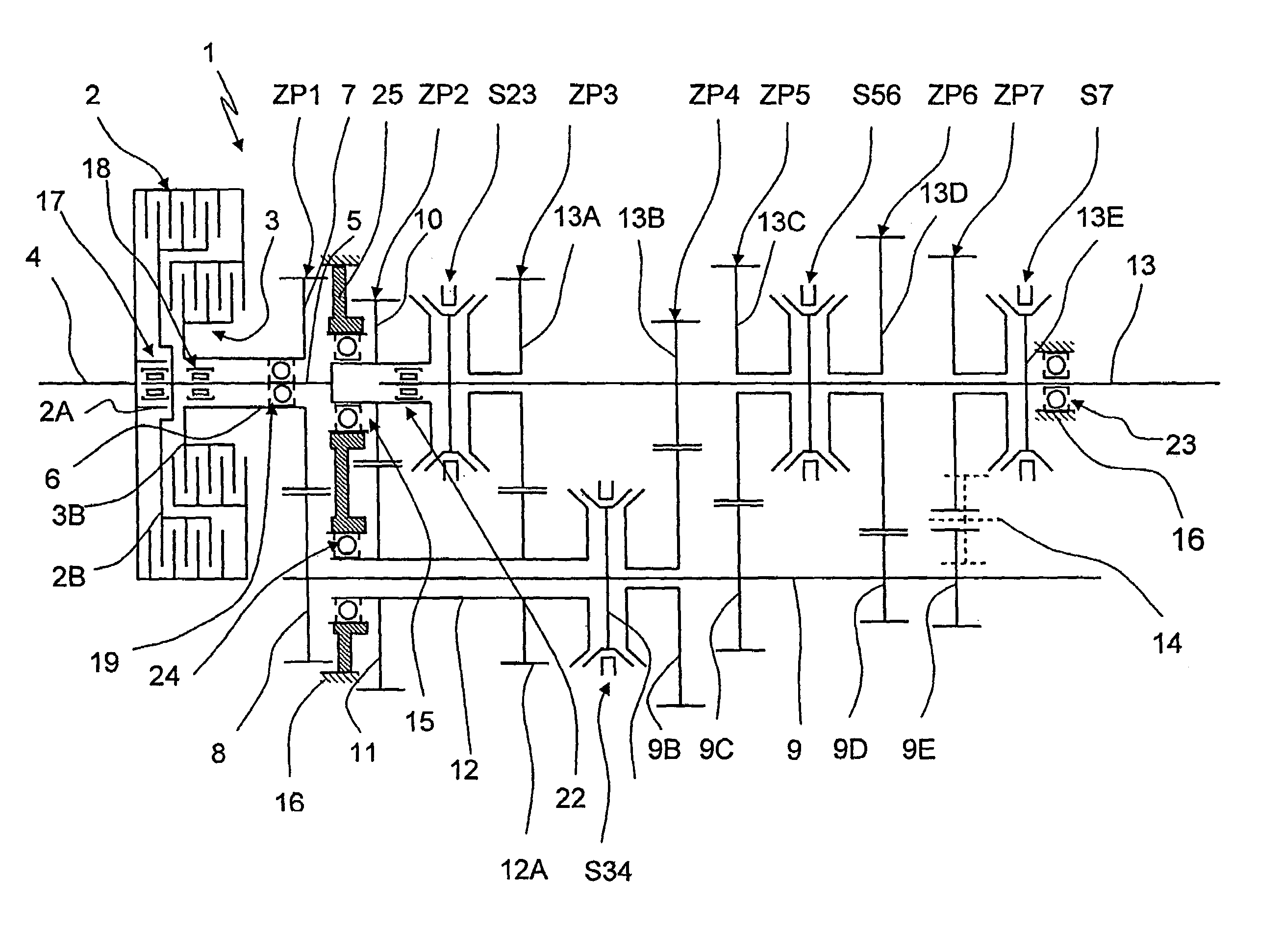 Transmission device of layshaft type