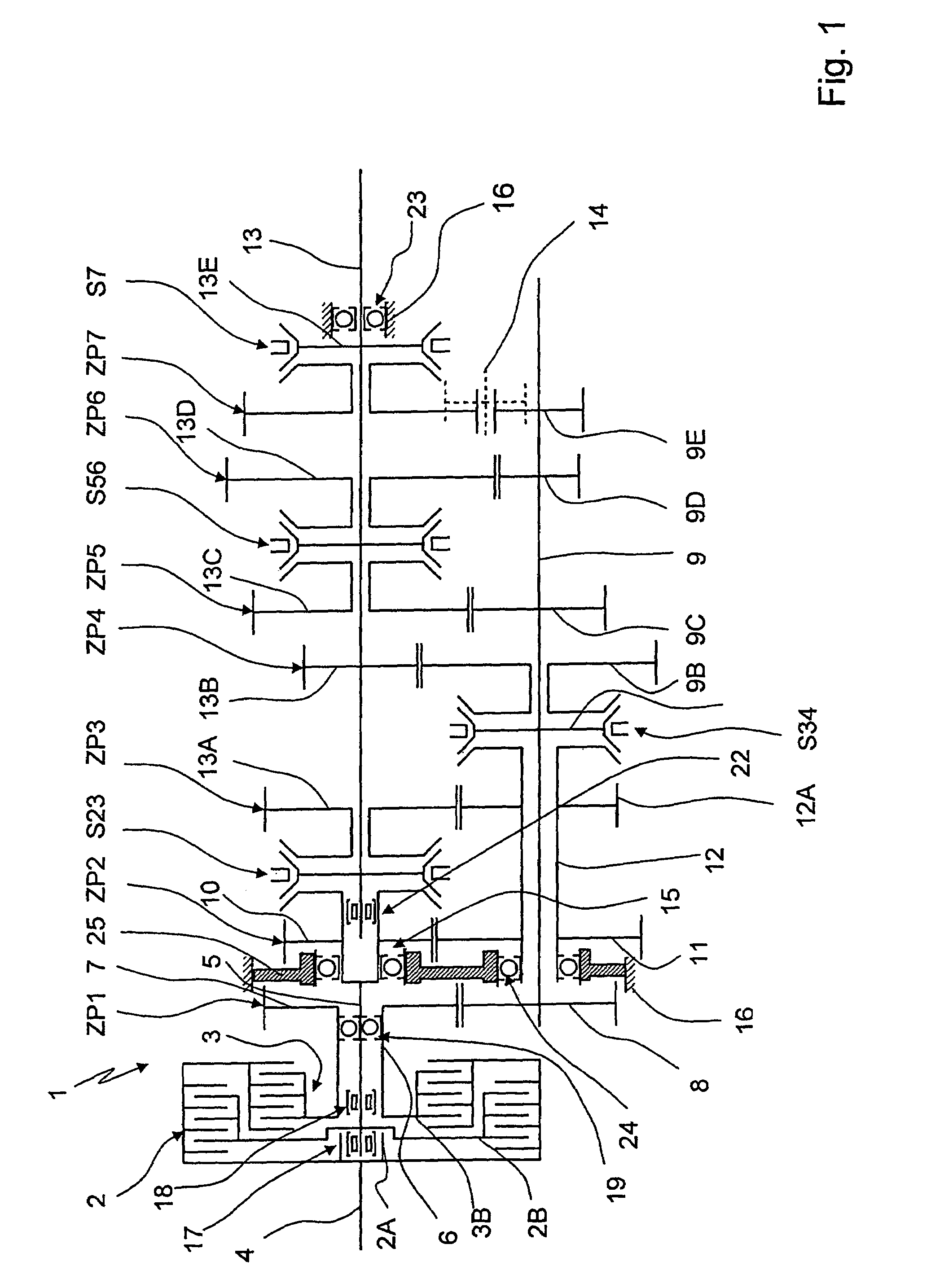 Transmission device of layshaft type