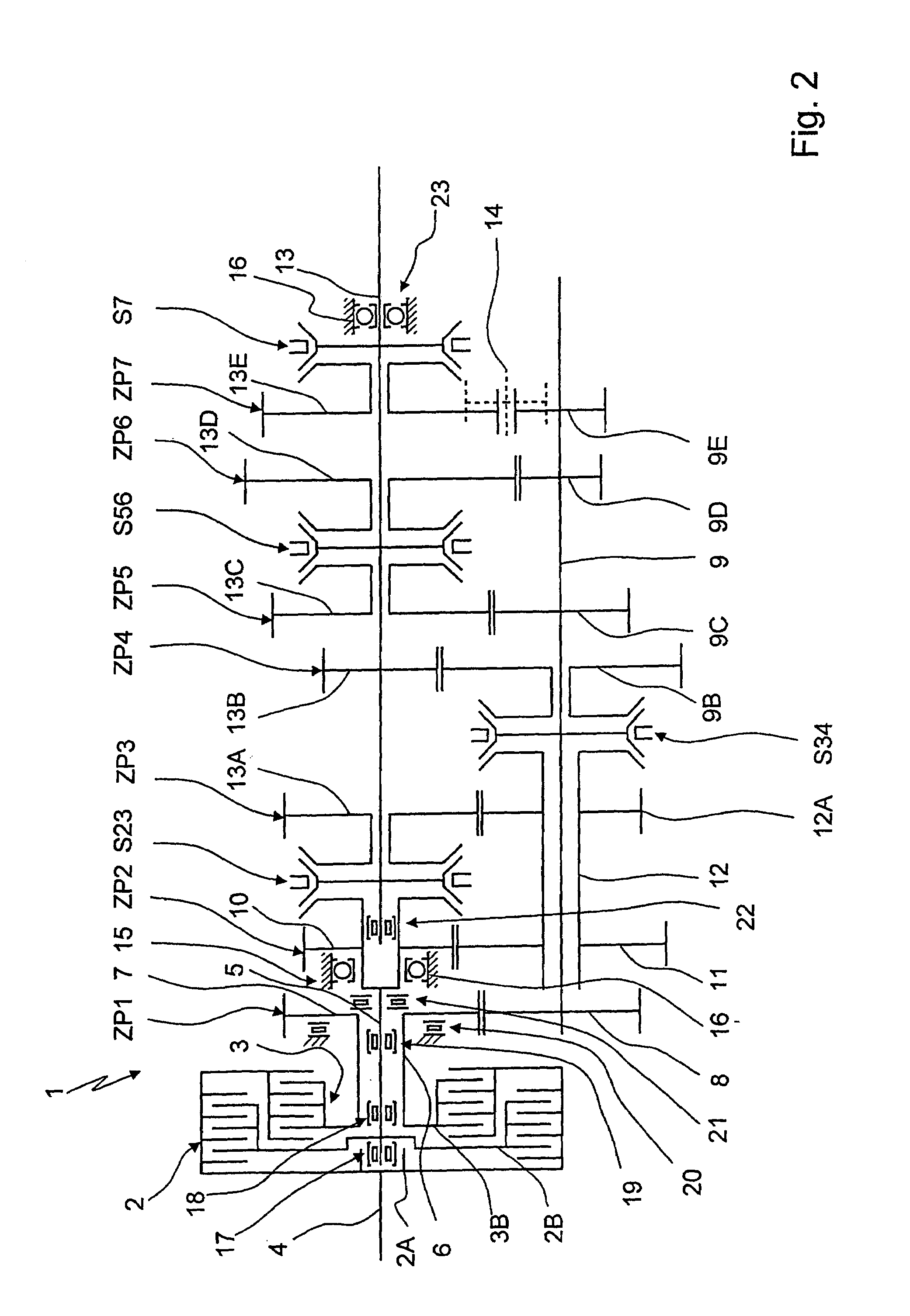 Transmission device of layshaft type