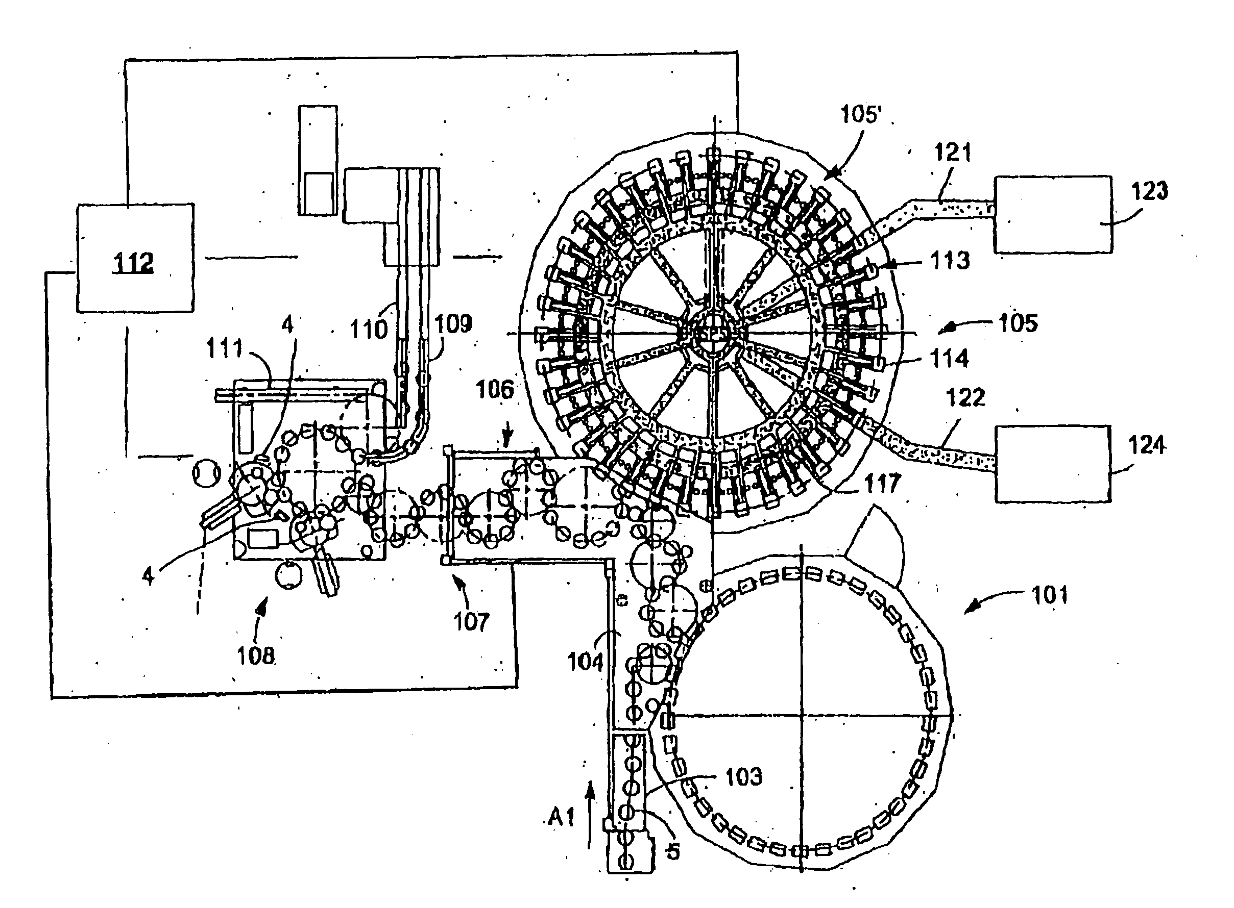 Beverage bottling plant for filling bottles with a liquid beverage filling material, having an apparatus for exchanging operating units disposed at rotating container handling machines