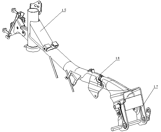 Processing method and auxiliary device of combined assembly of curved-beam motorcycle frame front part